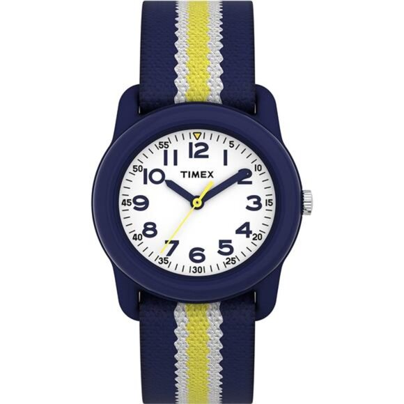 Kids Watch 29mm Blue/Yellow Stripe Elastic Fabric, Blue/Yellow